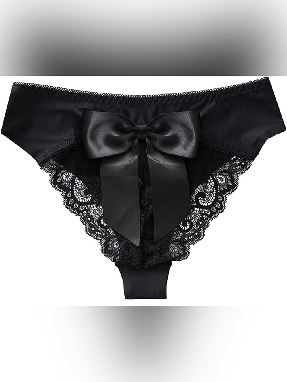 Black Lace Bow Front Bikini Panty - Women Intimates lingerie